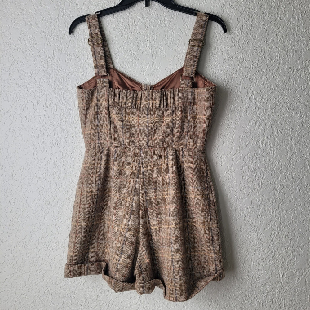 NWOT Sage The Label League of Her Own Herringbone Romper Brown Sleeveless Small - Picture 5 of 10